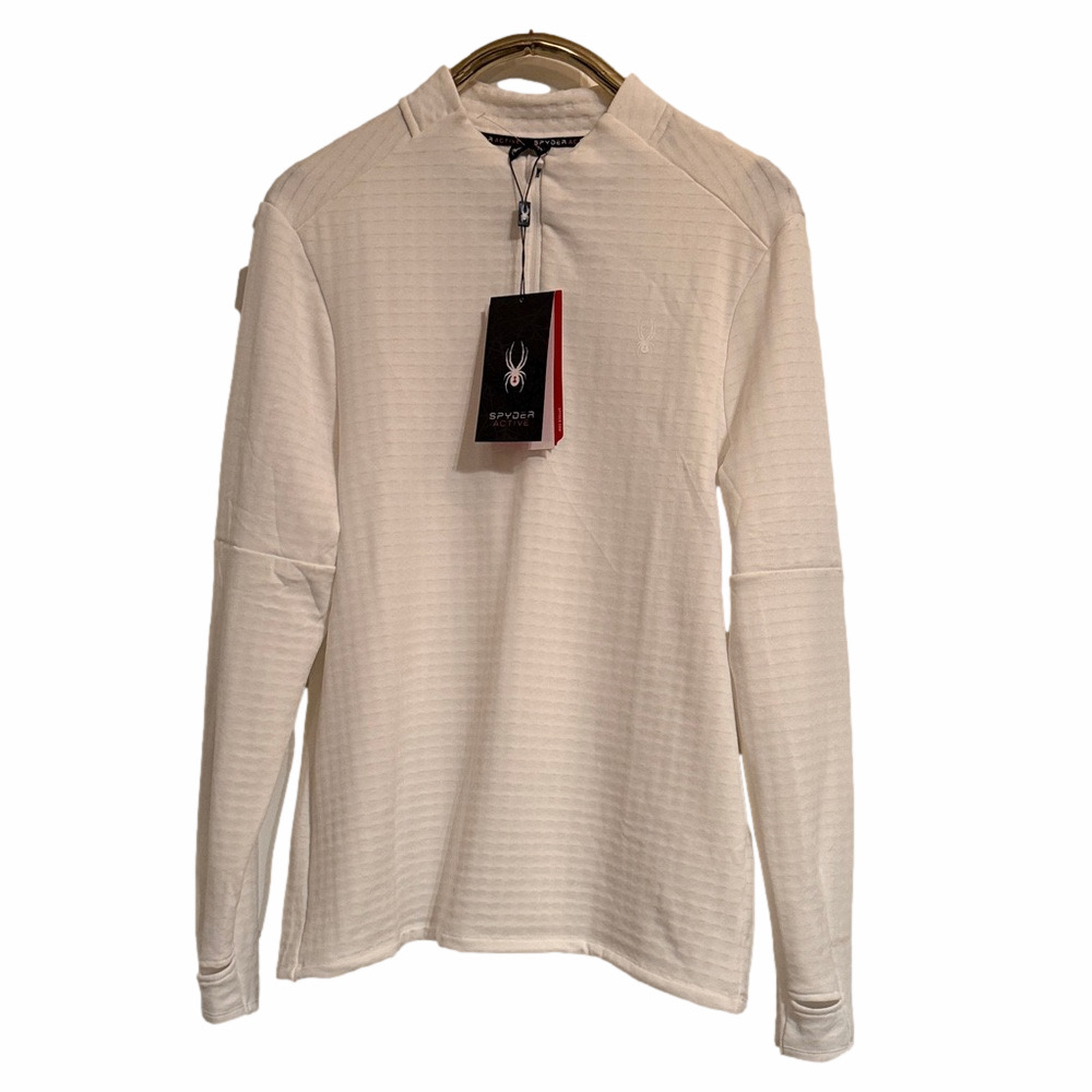 SPYDER ACTIVE NWT Mens Large Long Sleeve 1/4 zip off white Performance Pullover
